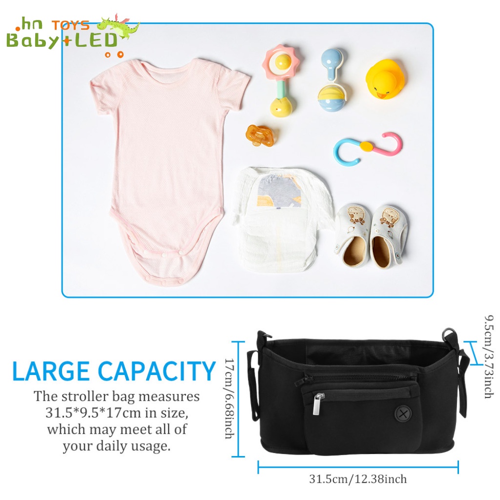 Baby Stroller Bag Portable Stroller Organizer Baby Cart Pushchair Waterproof Pack Black Bag For Mothers Outdoor Travel