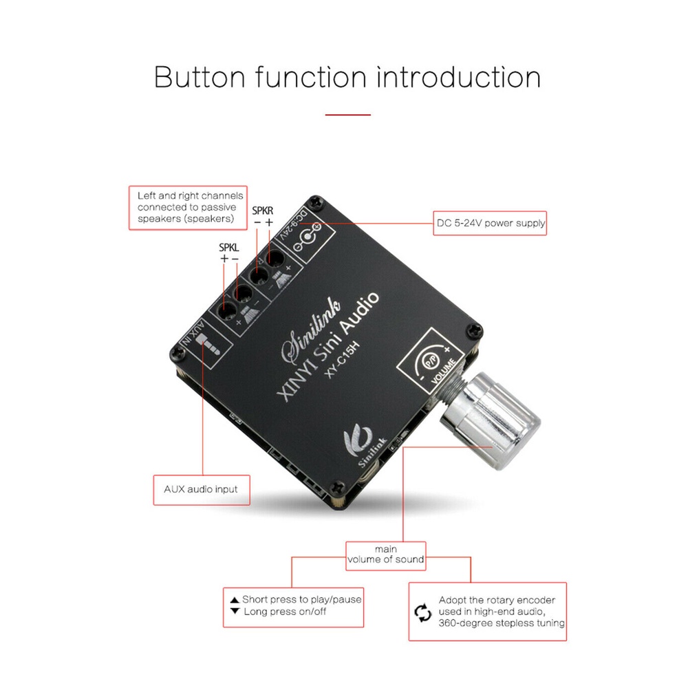 Bo Mạch khuếch đại công suất MINI Bluetooth 5.0 20Wx2 Shinyi âm thanh ClassD XY-C15H