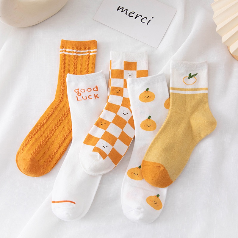 Vớ Cổ Trung Họa Tiết Trái Cây Hoạt Hình Thời Trang Mùa Thu Cho Nữ