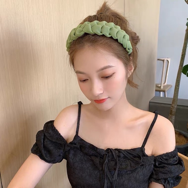 Cài tóc - Băng đô tết bím vải caro phong cách cổ điển cho bạn gái