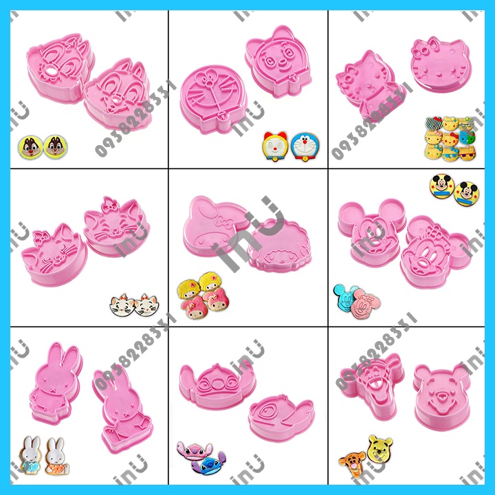 HCM - Bộ 2 khuôn cutter hình hoạt hình Stitch, Minion, Kitty, Doremon, Mickey Minnie…nhấn bánh quy, cookies ,cắt fondant
