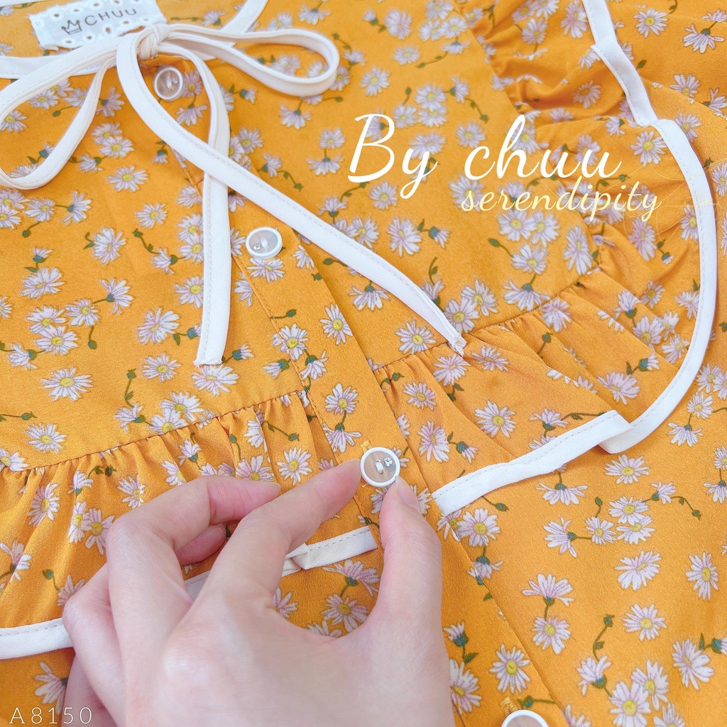 Áo sơ mi công sở nữ kiểu vạt vuông tay bí CHUU A8150