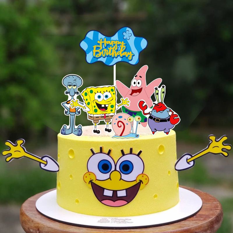 lovely Spongebob Squarepants Themed Cake Decorating Kids Birthday Party Supplies gift