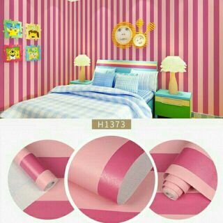 Combo 40m giấy dán tường sọc hồng, khổ rộng 45cm,keo sẵn