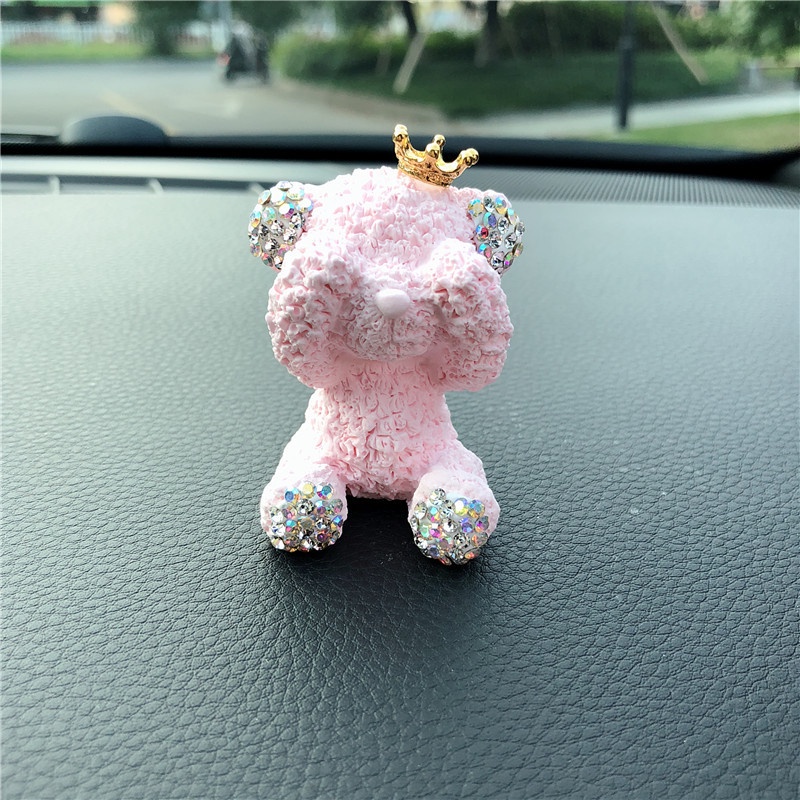 Phụ Kiện Khuếch Tán Tinh Dầu Hình Gấu Teddy Đính Đá Dễ Thương Trang Trí Xe Hơi