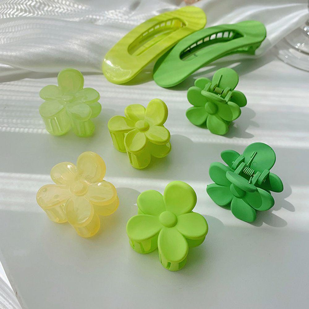 IVORY Kẹp Tóc Càng Cua Bằng Nhựa Resin Màu Xanh Lá Nhám Trơn Chống Trượt Phong Cách Hàn Quốc Thời Trang