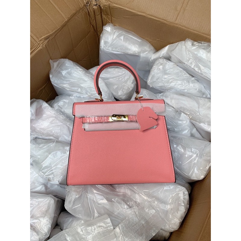 túi chữ H tag vàng size 25 da trơn kèm phụ kiện đầy đủ 2225#