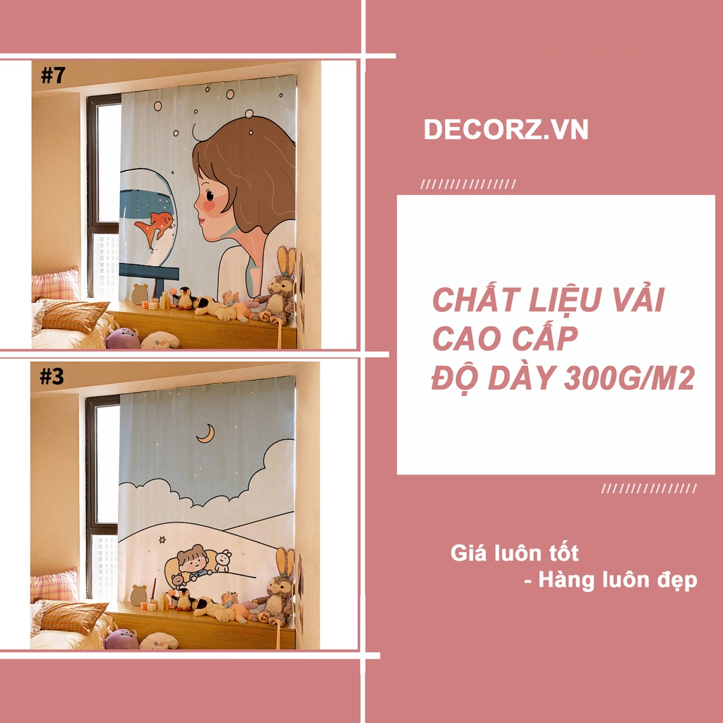 Rèm Cửa Sổ ❤️FREESHIP❤️ dán tường In Họa Tiết Hoạt Hình Dễ Thương nhiều kích thước Mina_shop