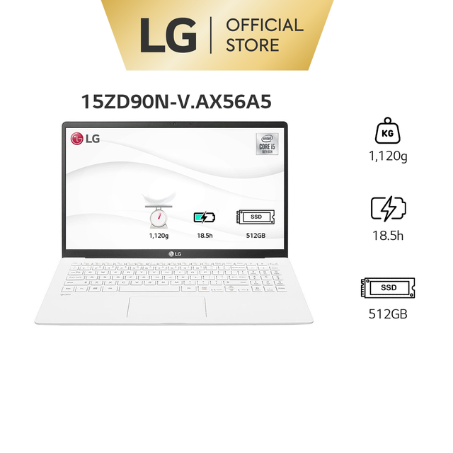 [Mã 267ELSALE1 giảm 5% đơn 3TR] Laptop LG Gram 2020 15ZD90N-V.AX56A5 (Core i5-1035G7/8GB/512GB/15FHD IPS/NonOS/White | BigBuy360 - bigbuy360.vn