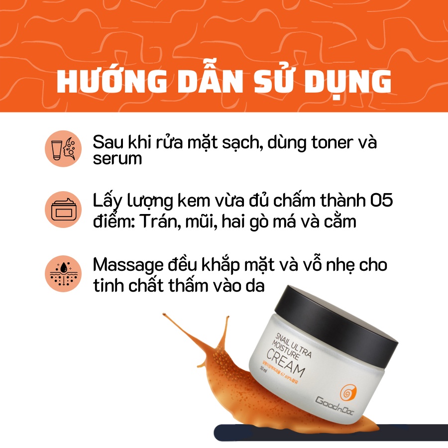 Kem Dưỡng Chống Lão Hoá Da Ốc Sên Snail Ultra Moisture Cream GoodnDoc 50ml