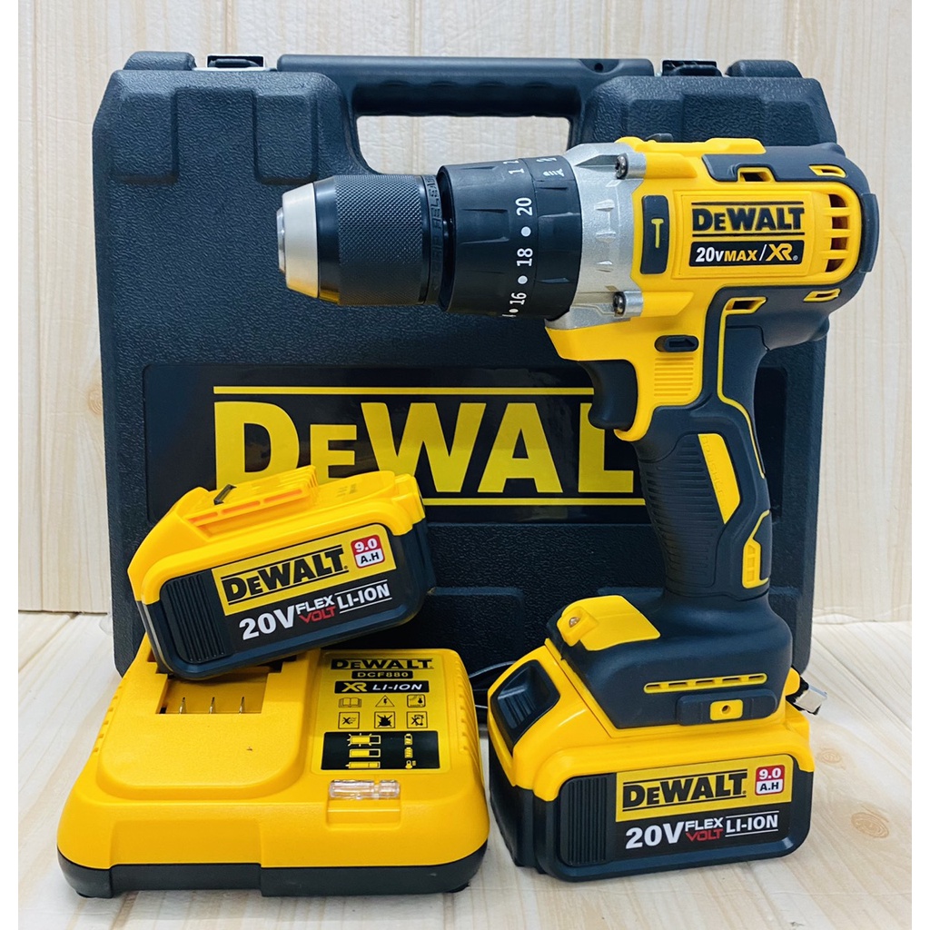 Máy khoan pin DEWALT 3 chức năng có búa - Động cơ không chổi than siêu mạnh mẽ - Tặng kèm 10 mũi khoan cao cấp