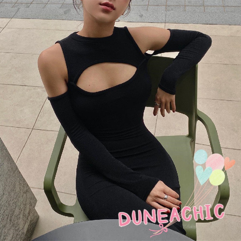 DUNEA Đầm Dáng Dài Hở Vai Quyến Rũ Thời Trang Cho Nữ