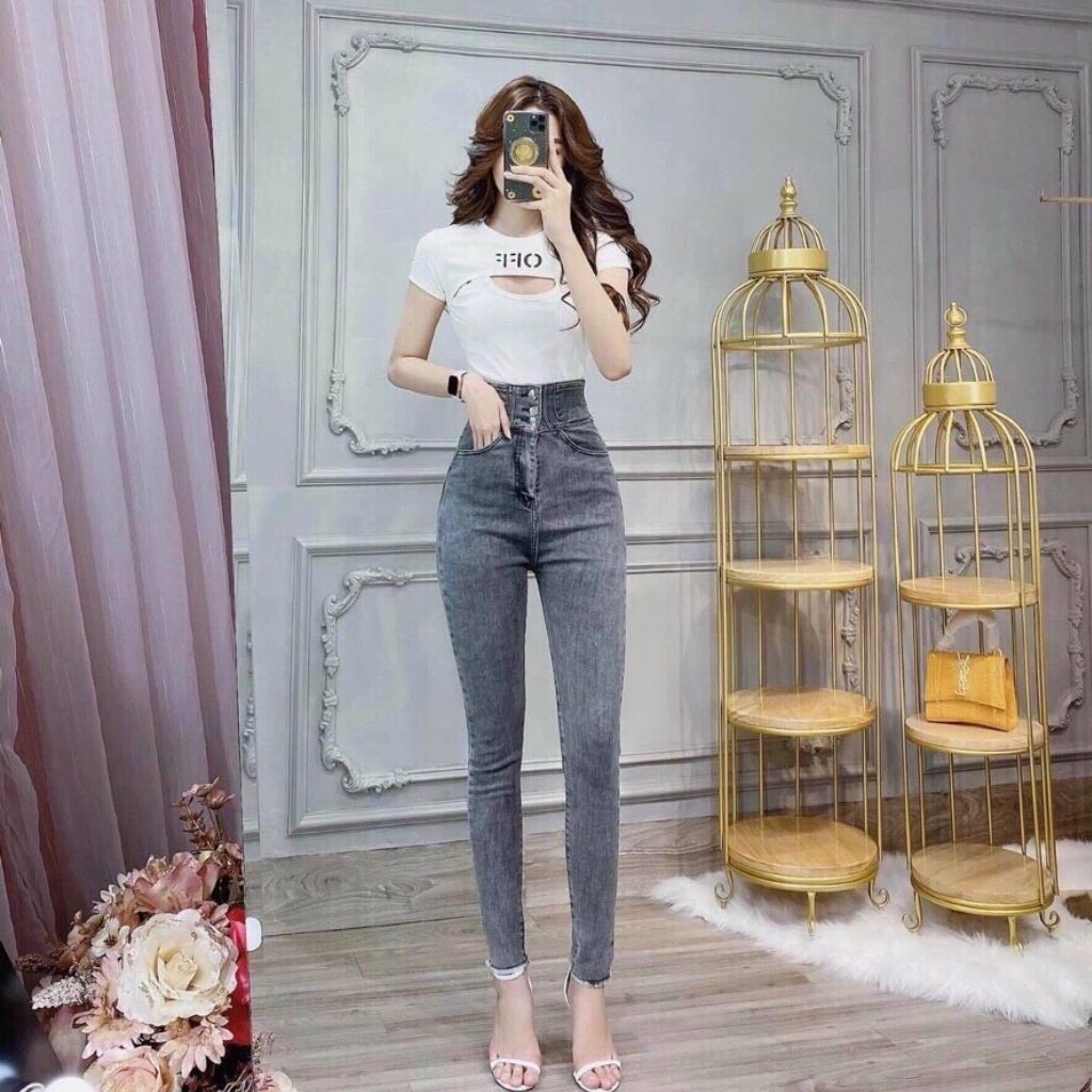 Quần jean nữ lưng cao ống ôm đứng không rách gối có quần ống loe . jeans co dãn 4 chiều nhiều mẫu mới.có bigsize.