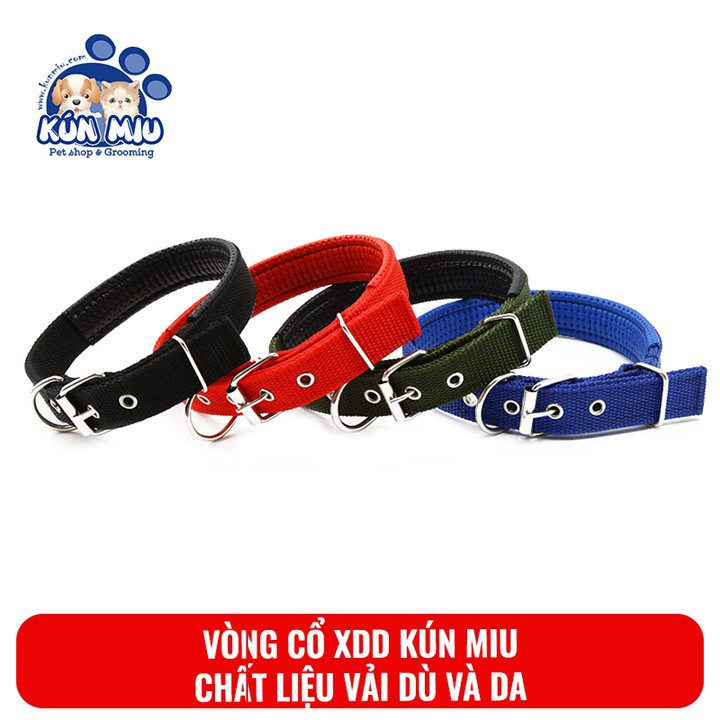 Vòng cổ cho chó XDD Kún Miu chất liệu vải dù và da