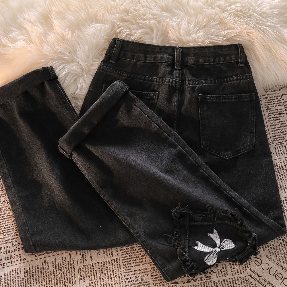 Quần Jeans Nữ Dài Ống Rộng Thời Trang Hàn