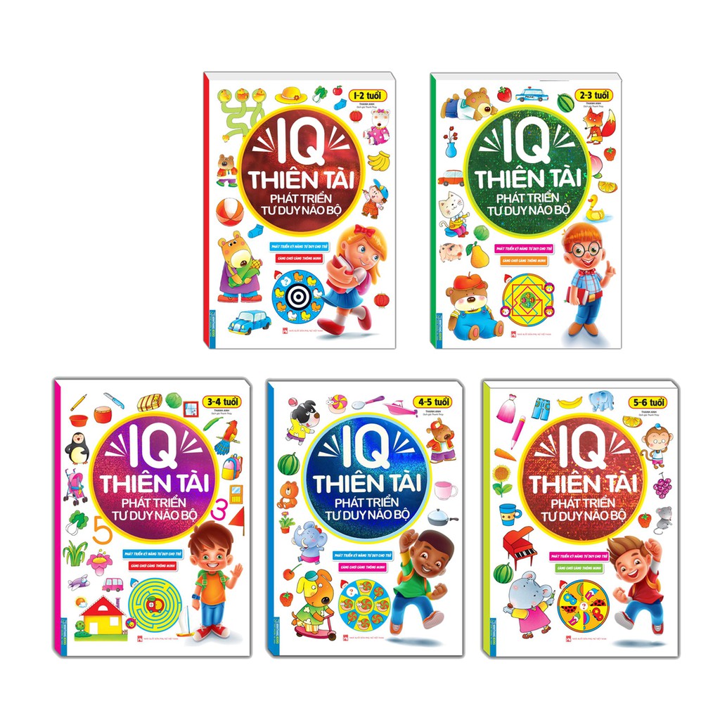 Sách - Combo IQ thiên tài phát triển tư duy não bộ 1 - 6 tuổi (trọn bộ 5 tập)