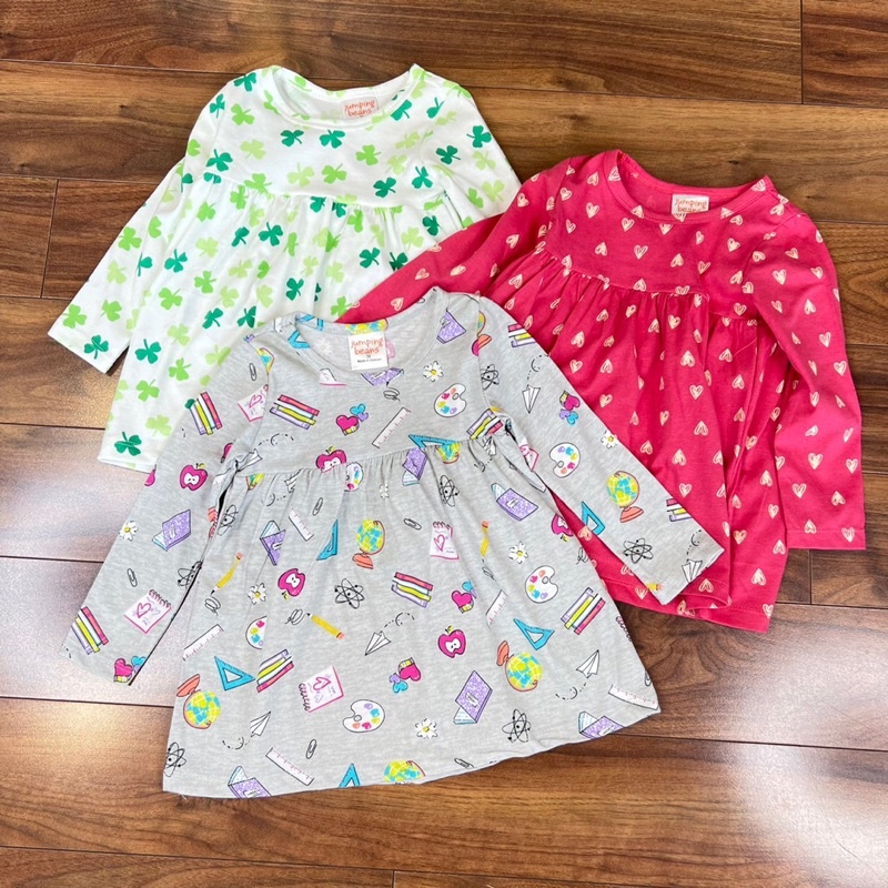 Áo váy dài tay babydoll bé gái cotton (10-20kg)