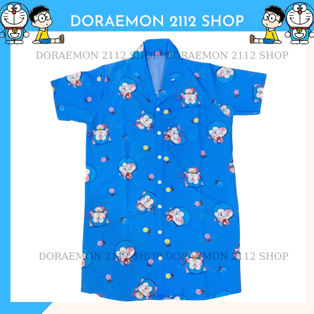 ĐẦM NGỦ - VÁY NGỦ Doraemon chất kate lụa mỏng nhẹ không nhăn 45-65kg