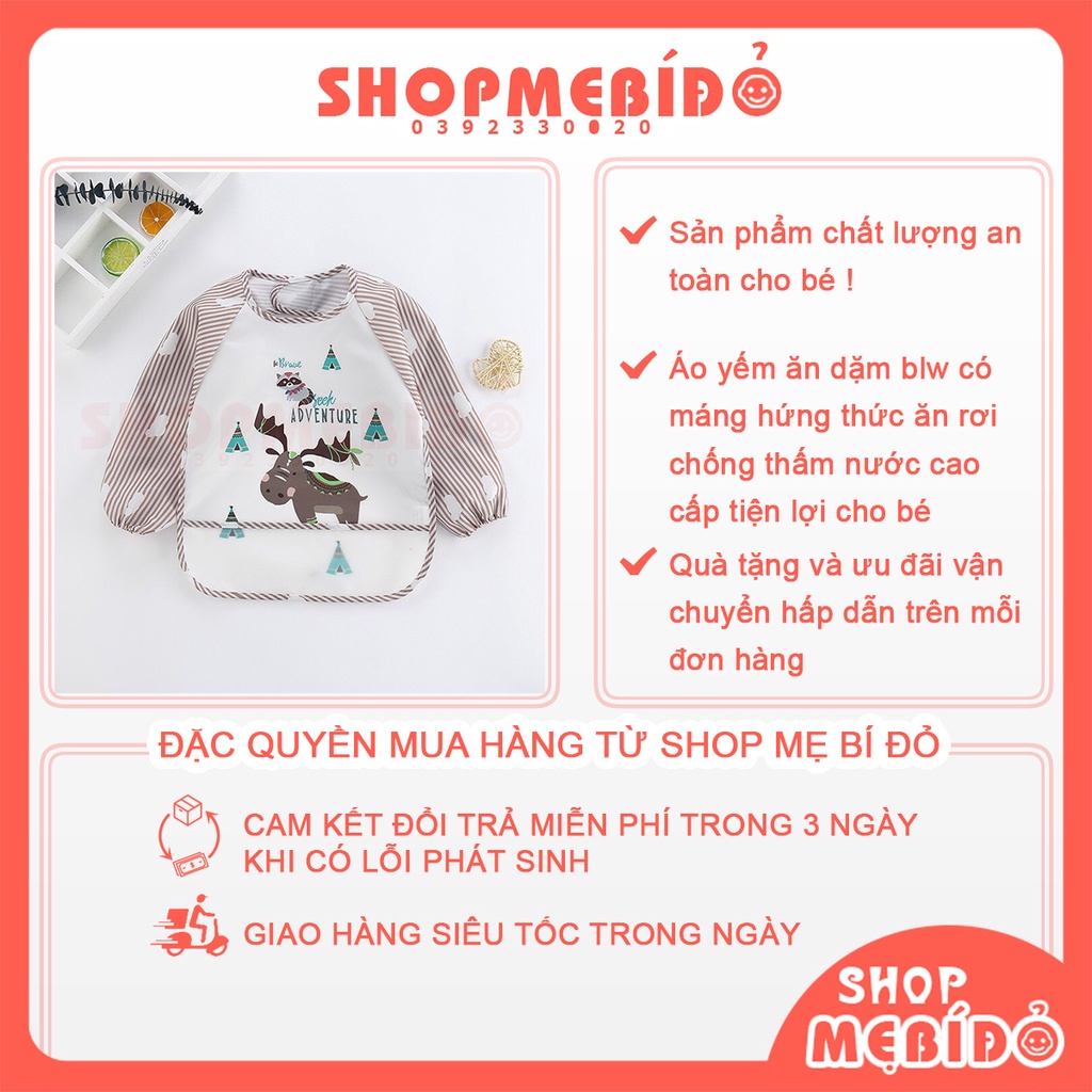 Áo Yếm Ăn Dặm BLW Có Máng Hứng Thức Ăn Rơi Chống Thấm Nước Cao Cấp Tiện Lợi Cho Bé Shop Mẹ Bí Đỏ