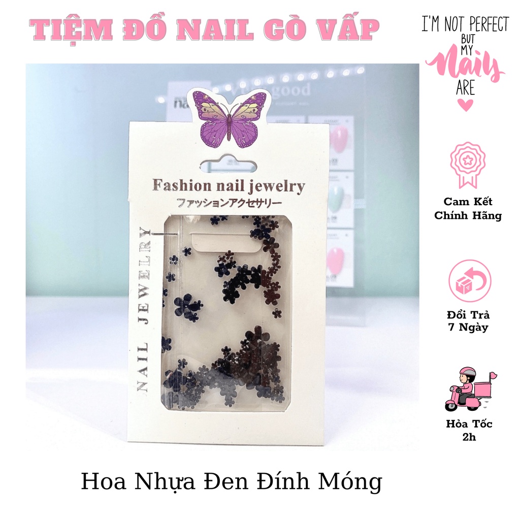 Set Charm Hoa Nhựa Đen Đính Móng