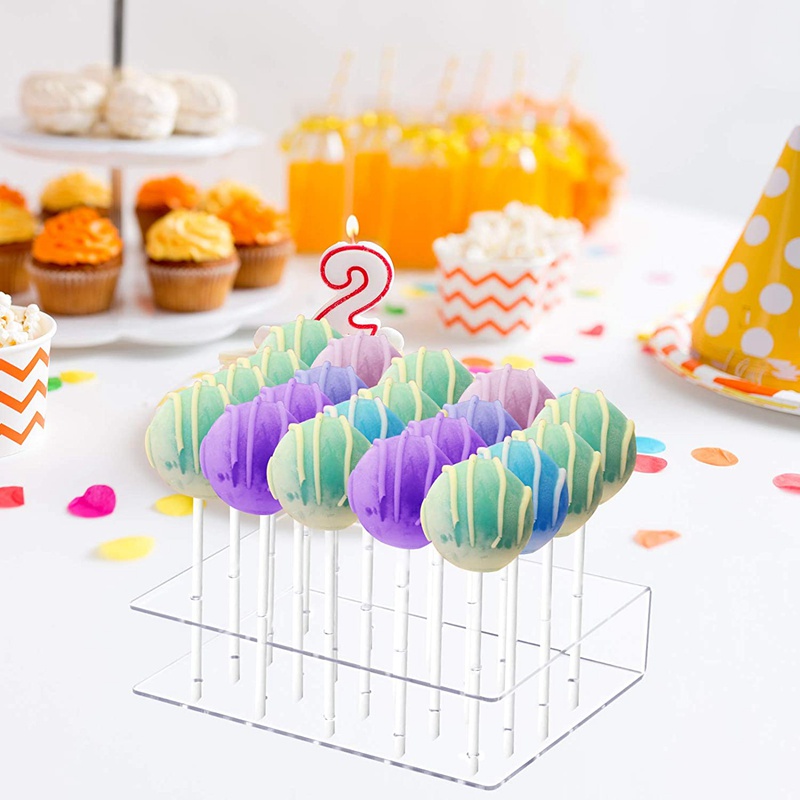 Set 2 Giá Đỡ Kẹo Mút 20 Lỗ Bằng Acrylic Trang Trí Tiệc Cưới / Sinh Nhật / Tiệc Sinh Nhật