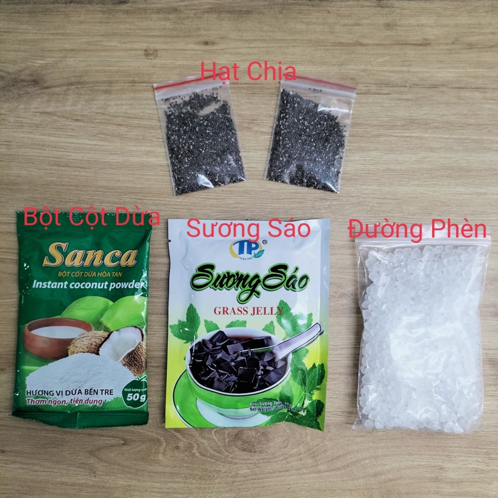 Set Chè Sương Sáo Hạt Chia Nấu Nước Cốt Dừa 10-15 Chén -Tặng Kèm Công Thức