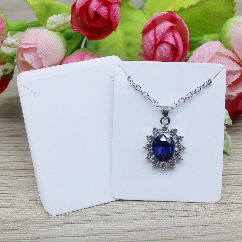 Set 50 thẻ giấy trắng 5X4cm trưng bày khuyên tai/Vòng cổ