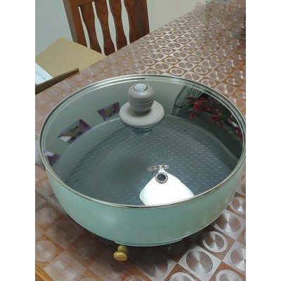 Nồi lẩu nướng điện đa năng, bếp lẩu nướng điện chống dính BEAR DHG-B50C1 xanh pastel 5L cao cấp