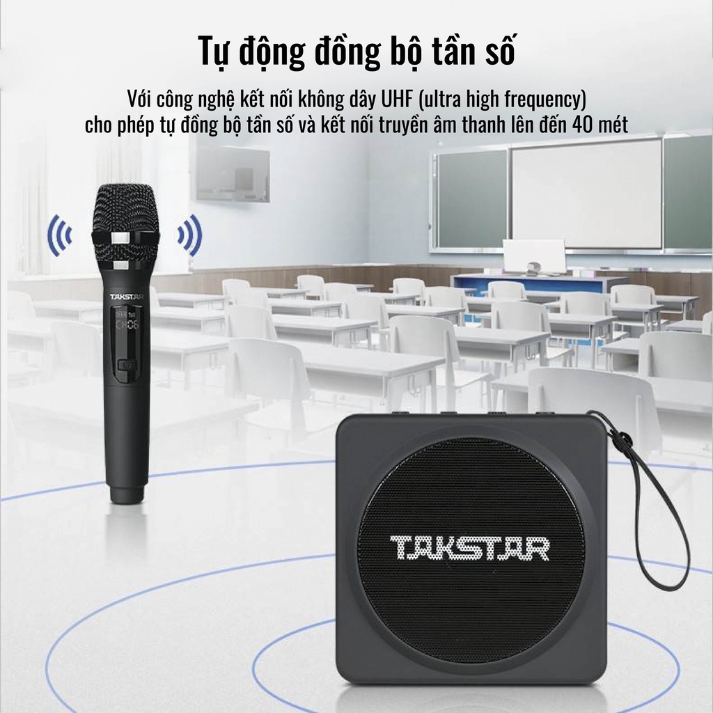 Máy trợ giảng không dây Takstar E261W sóng UHF, công suất 25W, Bluetooth bảo hành 1 năm - Hàng chính hãng