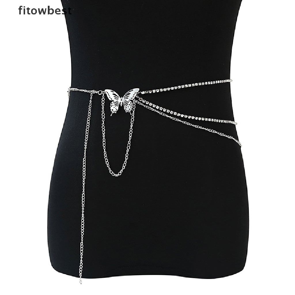 Thắt lưng GJCUTE nhiều lớp đính đá hình bướm phong cách retro gợi cảm cho nữ