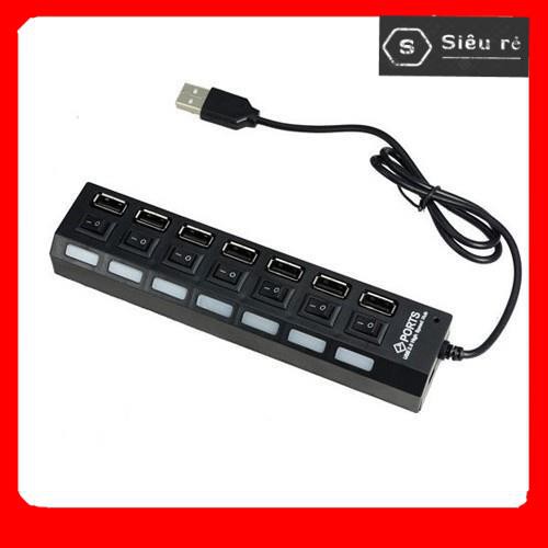 Hub USB 7 cổng có công tắc (Đen) (PD3343)