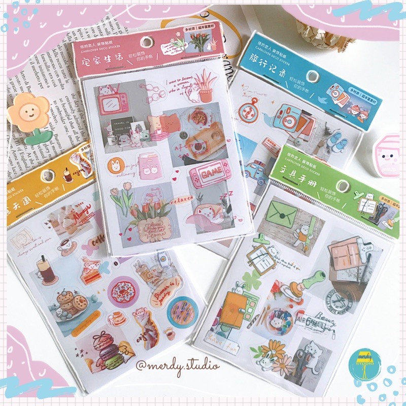 Set 3 tấm sticker cute hình dán sổ tay chủ đề Mùa Thảnh Thơi