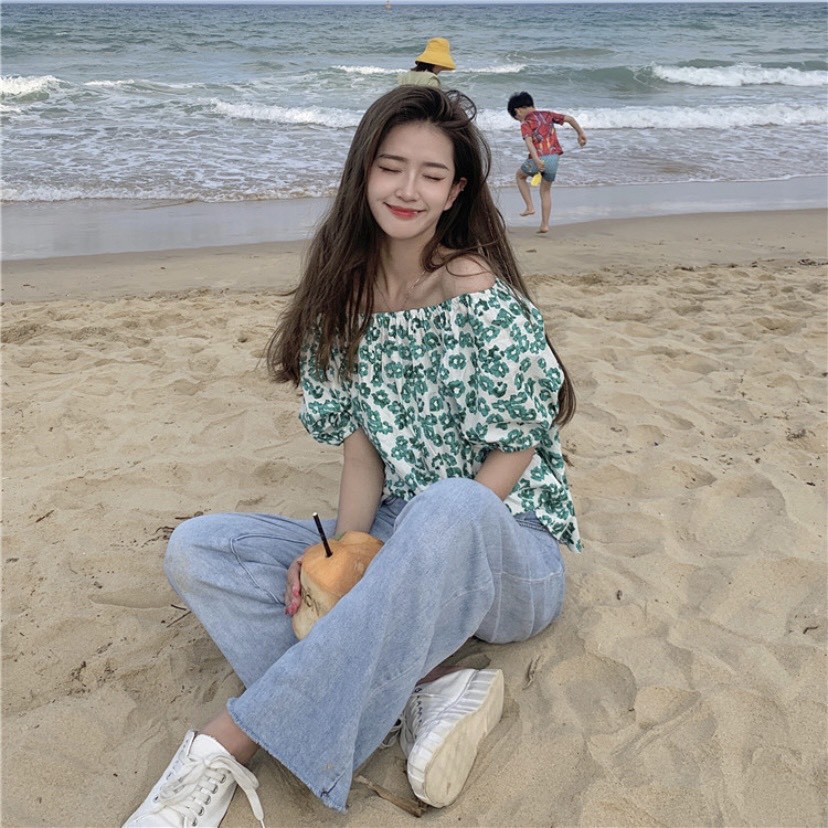 Áo thô hoa trễ vai hoặc 2 kiểu siêu xinh Ulzzang style  Hàng quảng Châu