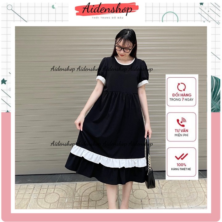 Váy bầu thời trang Aidenshop Đầm bầu thiết kế VB8 babydoll suông dài công sở sang chảnh