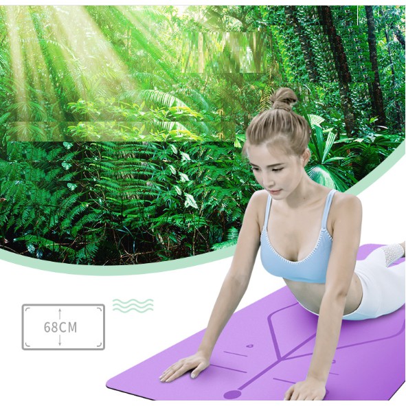 Thảm Tập Yoga Định Tuyến 5mm PU ( tặng túi đựng và chai nước xịt thảm)-Xanh lá