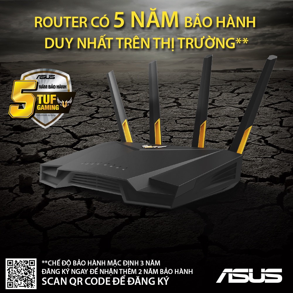 Router Wifi 6 ASUS TUF Gaming AX3000 Băng Tần Kép TUFAX3000 Hàng Chính Hãng