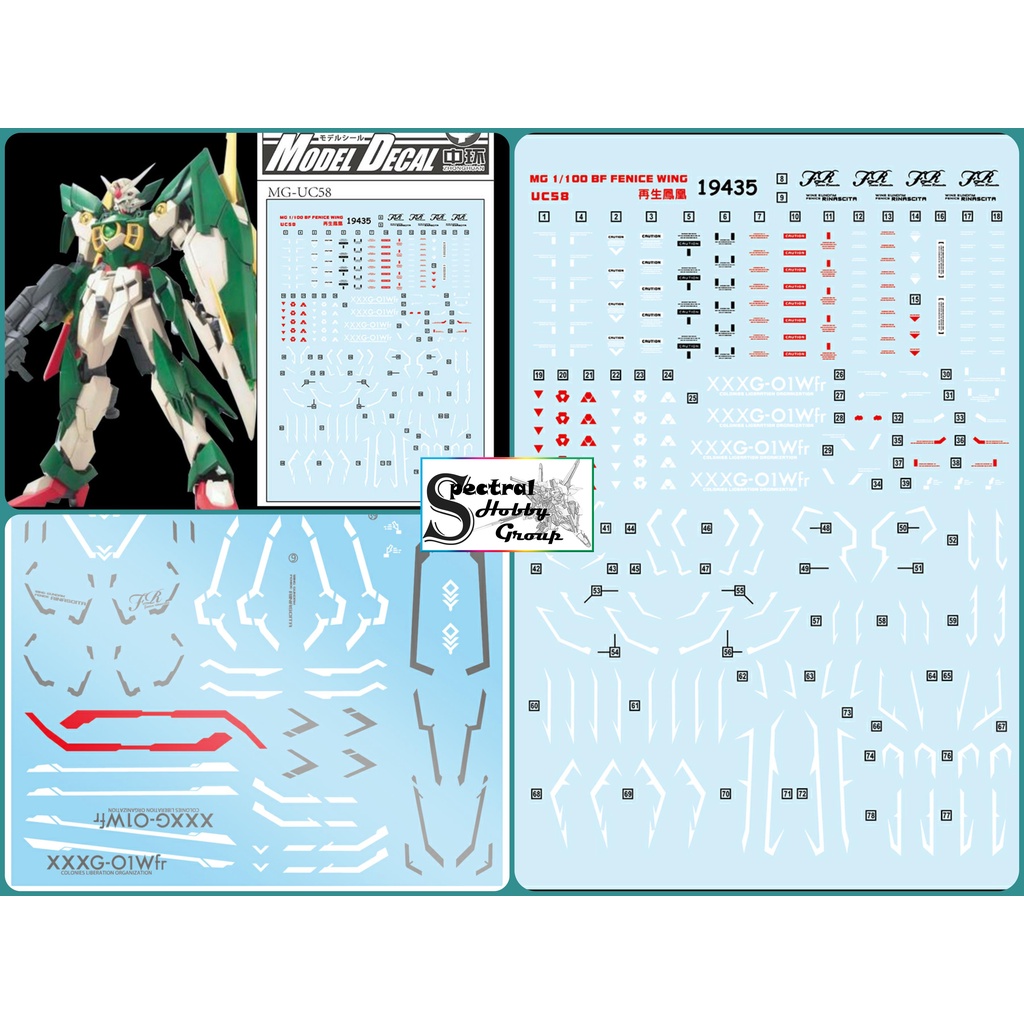 Decal nước dán mô hình Wing Fenice Rinascita Gundam MG HG các loại - Water sticker