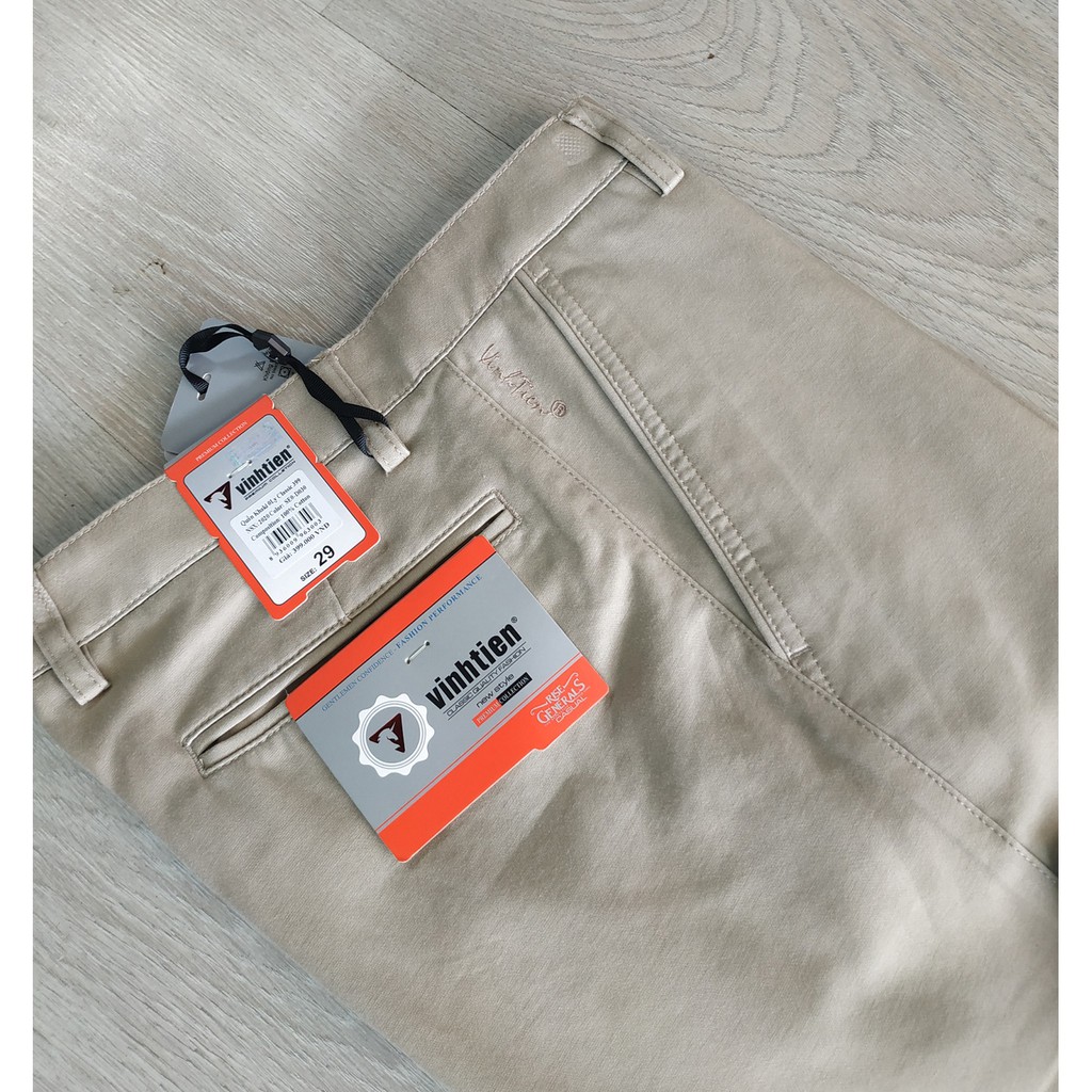 Quần Kaki Trơn 0Ly 100% Cotton Trung Niên Vĩnh Tiến Kem Vàng D030