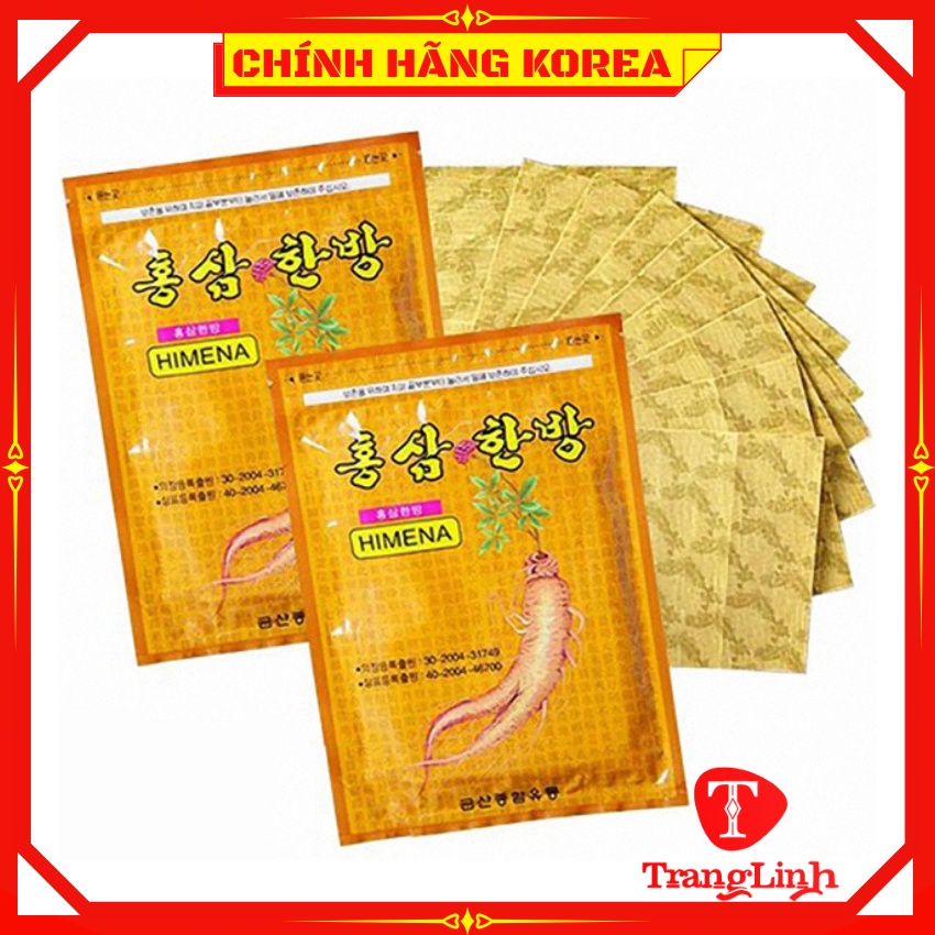 [Sỉ 10 gói] Cao dán hồng sâm Himena hàn quốc - Hỗ trợ giảm đau lưng, đau vai gáy, căng cơ - tranglinhkorea