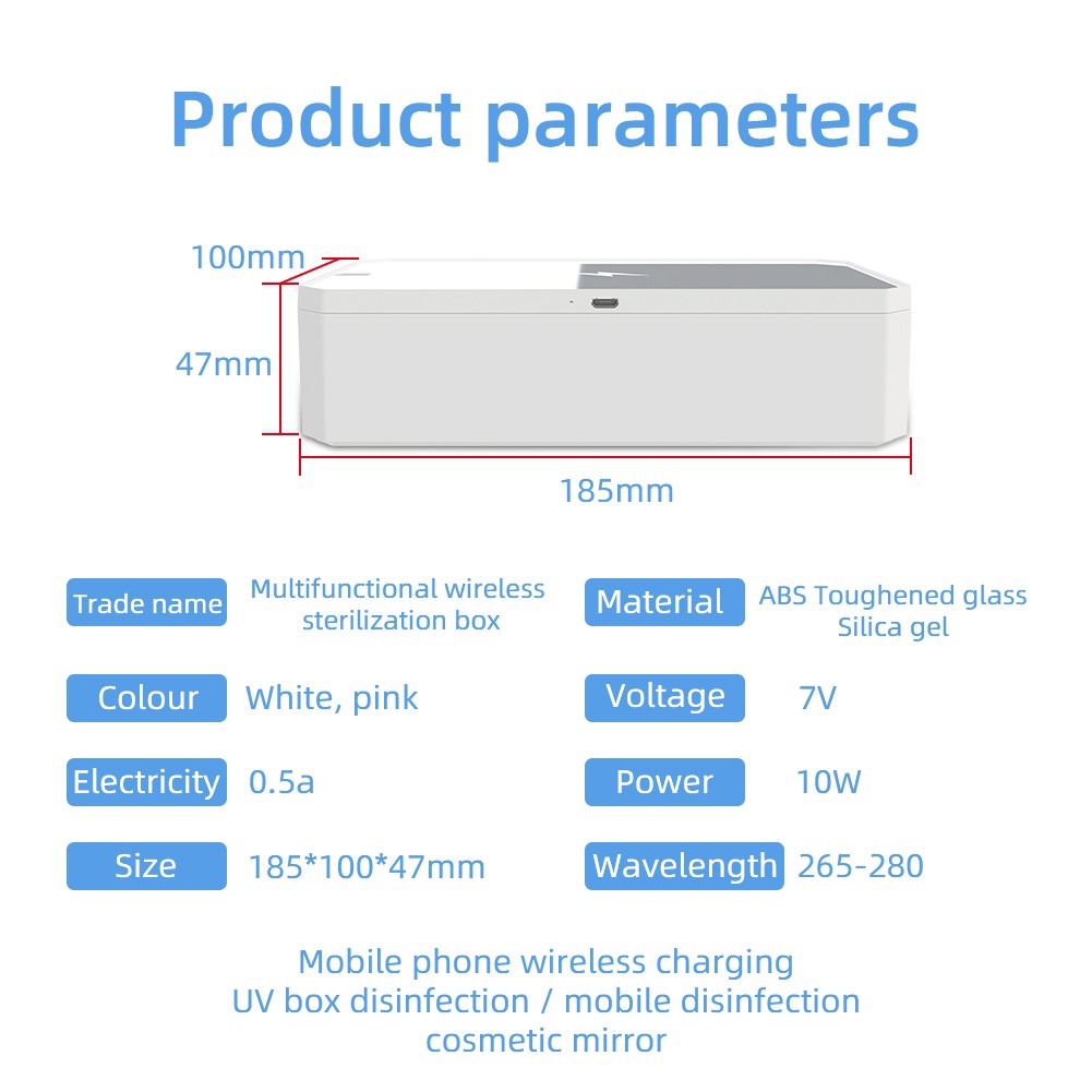 Bộ Sạc Không Dây 10w Qi Chất Liệu Hợp Kim Nhôm Khử Trùng Dành Cho Iphone Huawei Xiaomi Vivo Oppo