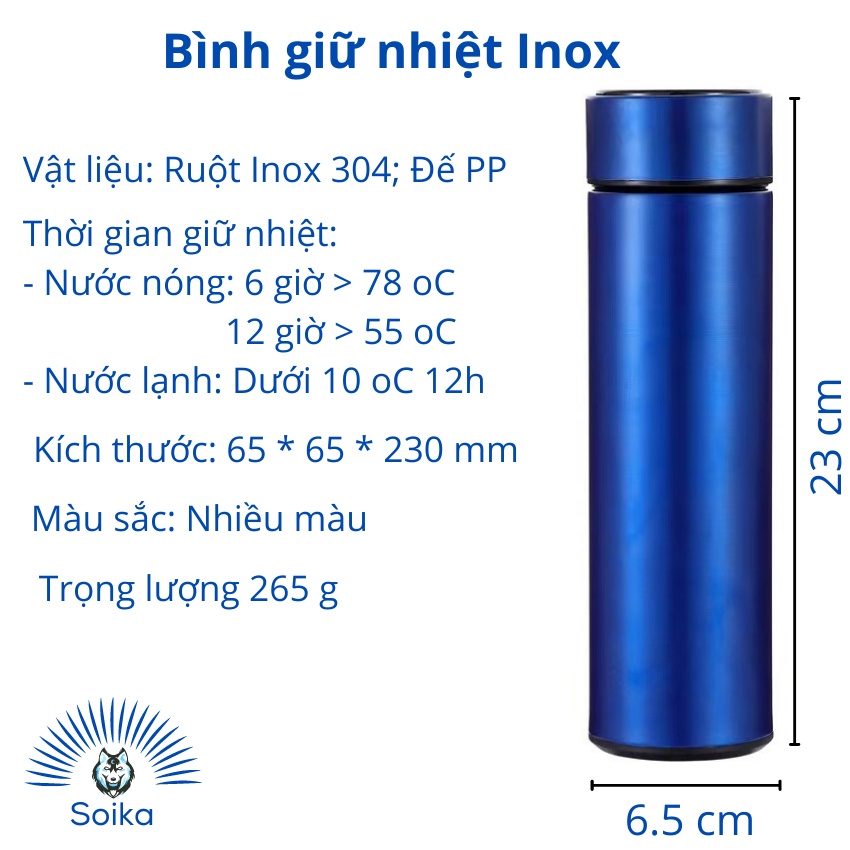 Bình Giữ Nhiệt SOIKA SB04 Thép Không Gỉ Inox 304 500ml