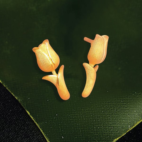 PRIMA Bông Tai Vàng 24K - BST Romance Tulip - Hoa Tulip May mắn - 111E3109