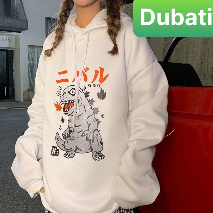 ÁO KHOÁC HOODIE KHỦNG LONG, ÁO NỈ NAM NỮ CHẤT VẢI DÀY FROM RỘNG - DUBATI FASHION