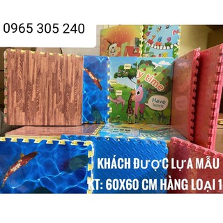 Thảm Xốp Ghép Trải Sàn Loại 1 - Miếng Trải Sàn Vân Gỗ + Hoạt Hình Đáng Yêu Màu Tự Chọn  Khổ 60x60 Cm