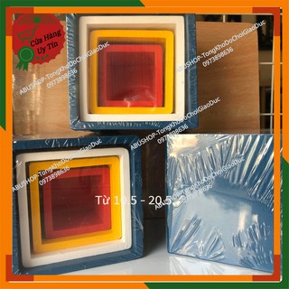 Đồ Chơi Xếp Hình Lồng Hộp Gỗ Vuông💗FREESHIP💗Giúp Bé Học Hình Khối, Màu Sắc💗Đồ Chơi Thông Minh Trong Nhà Cho Trẻ