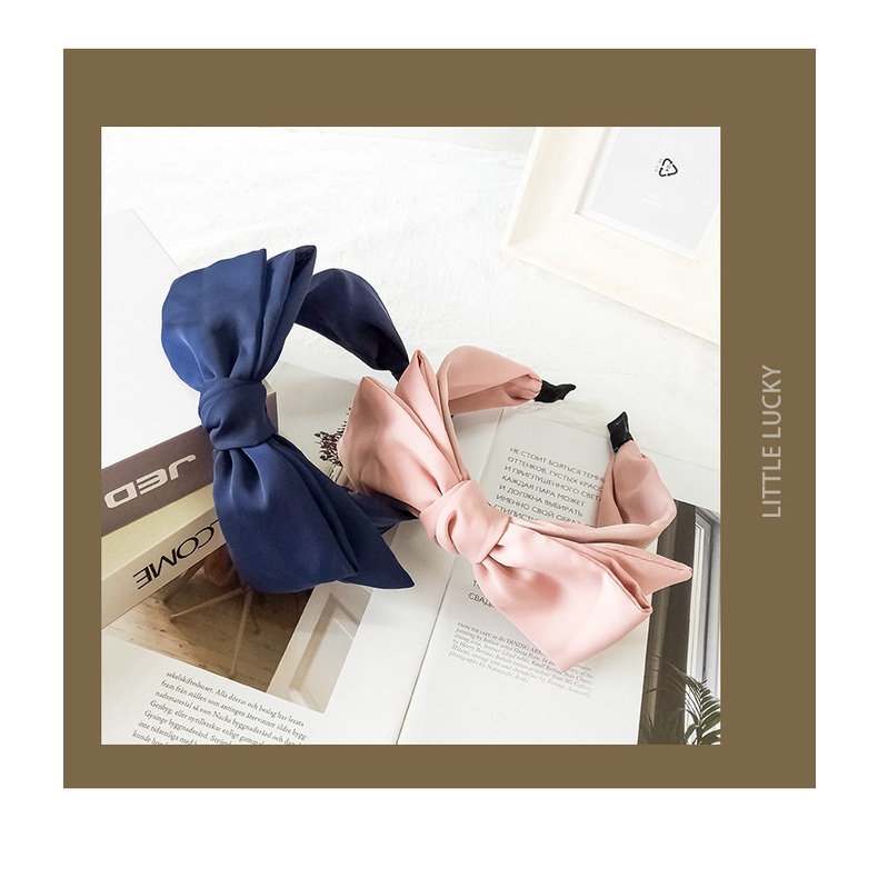 Cài tóc bằng vải lụa satin bản rộng hai lớp phong cách Hàn Quốc đơn giản thời trang cho nữ