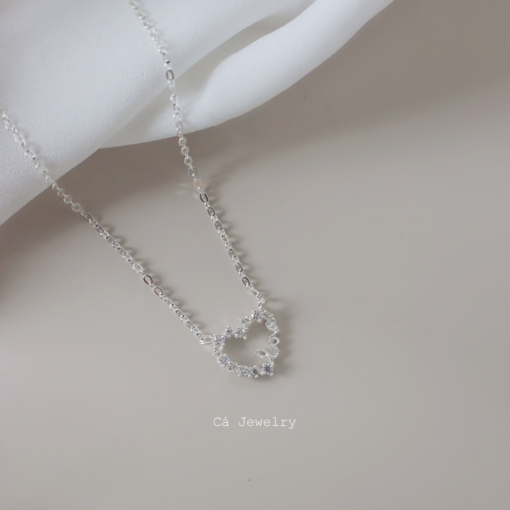 Dây chuyền nữ vòng cổ nữ bạc s925 khung trái tim chữ love đính đá Cá jewelry DC145