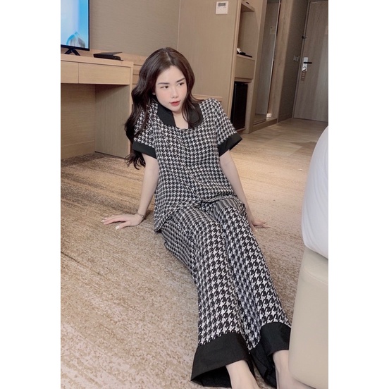 Bộ Ziczac Đen Tay Ngắn Lụa mango Mẫu Mới ❤️