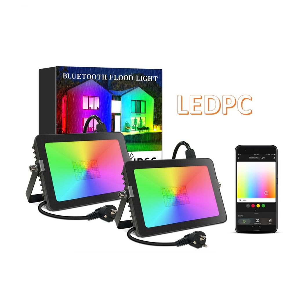 Đèn pha LED RGB công suất cao 30W ngoài trời chống nước IP66 kết nối bluetooth