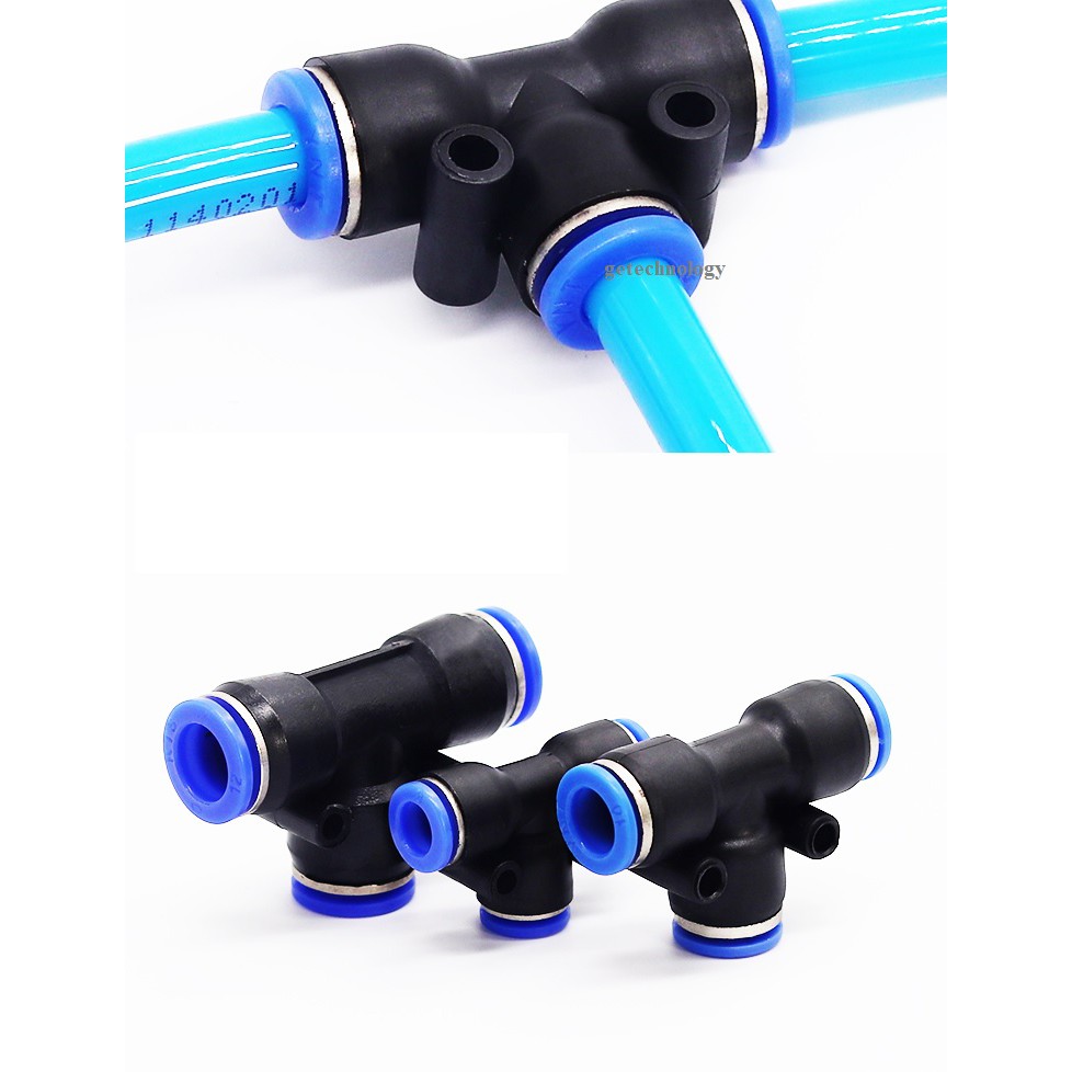 ĐẦU NỐI NHANH CHỮ T, ĐẦU NỐI KHÍ NÉN CHỮ T PE-4 PE-6 PE-8 PE-10 PE-12 PE-14 PE-16